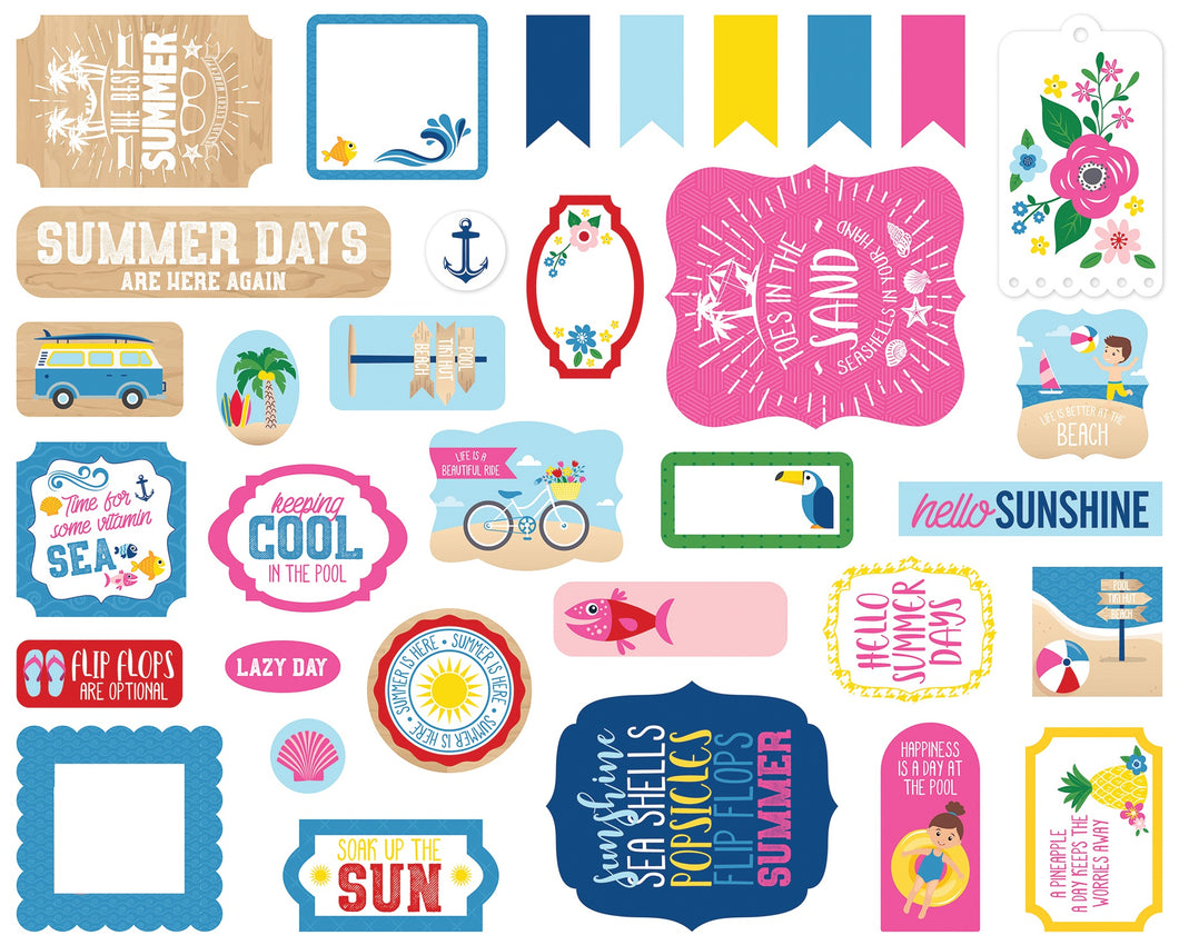 Echo Park Cardstock Ephemera 33/Pkg-Icons, I Love Summer