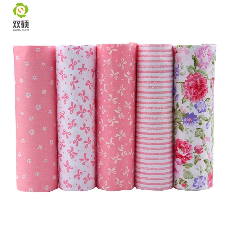 Pink Floral Cotton Fabric 5 Different Colors