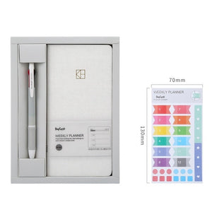 Pure Color Pocket Weekly Planner Notebook Set (88 Sheets, 19.1*9.8cm)