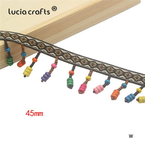 Lucia crafts 1y/lot Tassel Lace Ribbon Pompom Trim Fabric